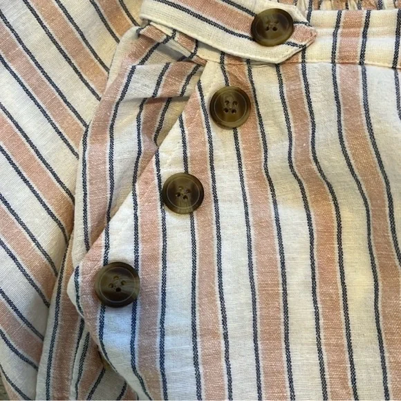 American Eagle Striped Wide Leg Linen/Cotton Blend Crop Pants NWT L - Picture 3 of 8